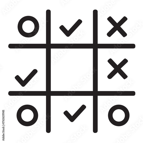 Tic tac toe game with o, x, and checkmark symbols