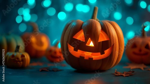 Glowing Jack-o'-lantern with Halloween Mood Lights
