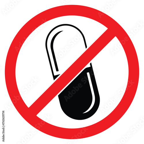 No pill symbol isolated on white background