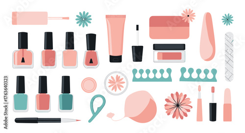 Nail care products and tools for beauty and manicure.