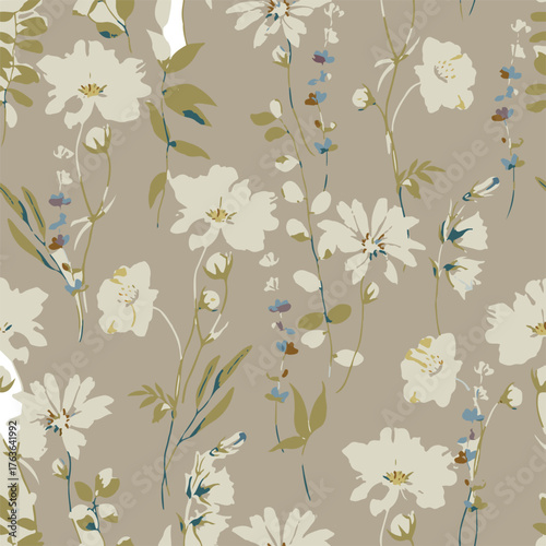 abstract, vector, monochrome, big flowers, all over textiles design, illustration digital image can be used for wrapping paper,allover