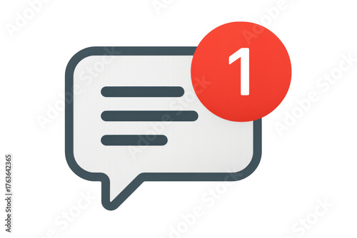Chat notification bubble with new message counter showing missed communication alert on transparent background