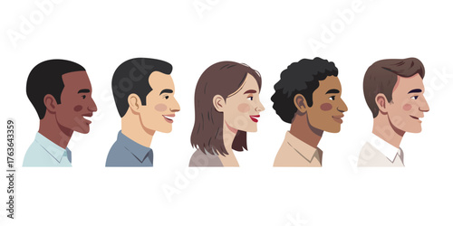 Modern Multicultural Character Portraits (Side Profile) for Community Design