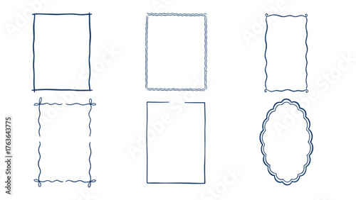 Hand drawn decorative frame border set