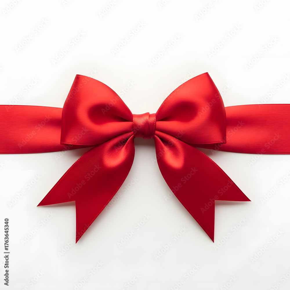Fototapeta premium Festive Red Ribbon with Perfectly Tied Bow