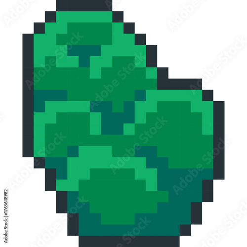 Pixel Art Green Leaf Cluster on Transparent Background Simple Botanical Icon Vector Graphic