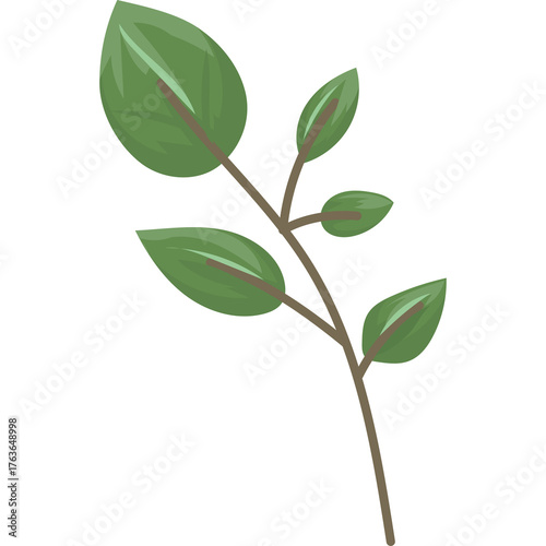 Pixel Art Green Leafy Branch with Translucent Background Retro Game Style