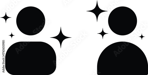 User icon sparkle star symbol | magic, filters, effects sign icons. User icon with Generative AI sparkle stars symbol. Artificial intelligence sign. for social media, photo editing apps on transparent