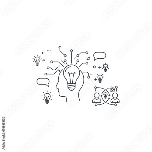 innovation and teamwork icon set