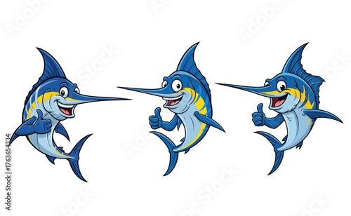 Vibrant line art illustration of colorful fish swimming in a school