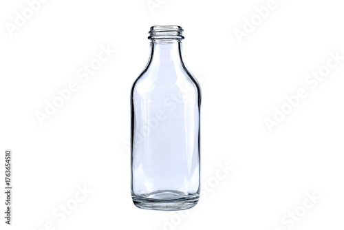 Wallpaper Mural A clear glass bottle is sitting on a white background. The bottle is empty and has a smooth, shiny surface. Concept of simplicity and elegance Torontodigital.ca