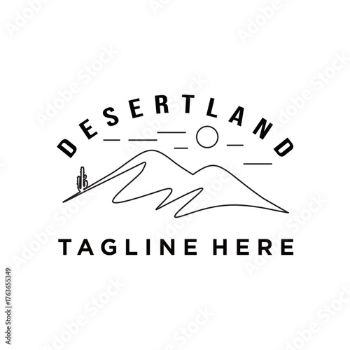 Sahara desert logo vector illustration, line illustration design concept