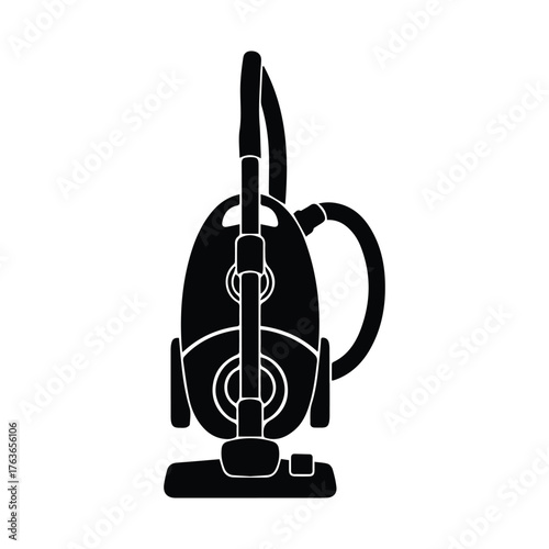 Clean Sweep: A stark silhouette of a modern vacuum cleaner against a simple backdrop, capturing the essence of home cleanliness and efficiency.