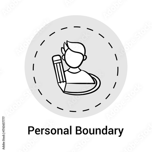 Hand Drawn Personal Boundary Icon - Self Protection - Emotional Space - Healthy Limits - Psychological Well-being