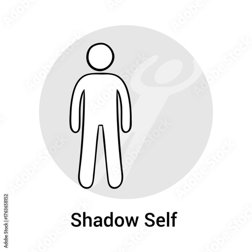 Hand Drawn Shadow Self Icon - Unconscious Mind - Inner Darkness - Hidden Aspects - Psychology Concept