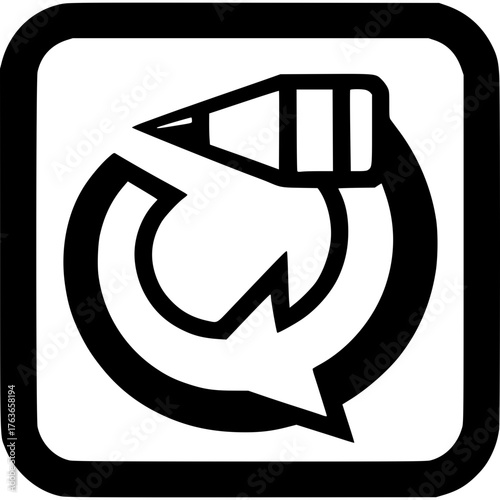 Concept of Idea Revision: An image of a pencil within a circular arrow symbol, representing the concept of revision or editing. It symbolizes a cycle of improvement and refinement.