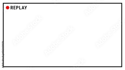 Video camera replay screen animation on a white screen background,Replay Animation video 4K 