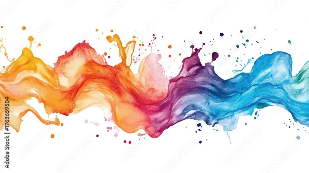 Fototapeta premium A vibrant splash of colors, blending harmoniously from warm oranges and reds to cool blues, creating a dynamic and artistic visual flow.