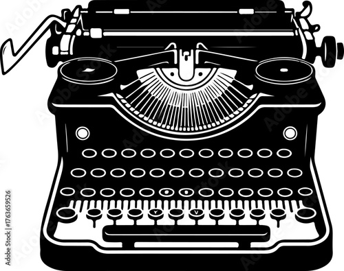 Typewriter silhouette vector illustration