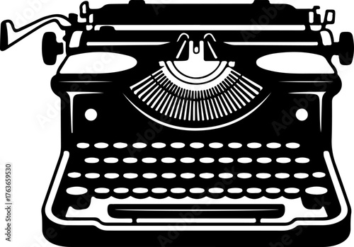 Typewriter silhouette vector illustration