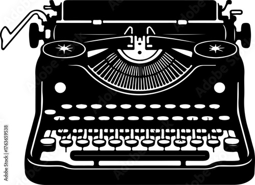 Typewriter silhouette vector illustration