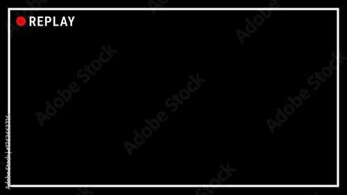  replay frame animation for video camera and camcorder recordings. Vertical VHS Replay Overlay . 4k resolution motion graphic animation.