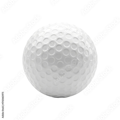 Close up of a white golf ball isolated on transparent background with dimples and textured surface