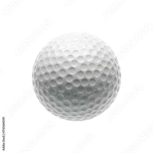 Closeup of a white golf ball isolated on transparent background, showcasing its dimpled surface and texture