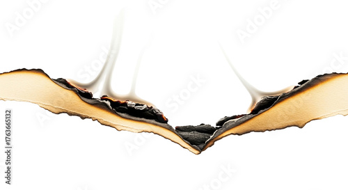 Burnt edge of paper with smoke isolated on transparent background for abstract and vintage design element