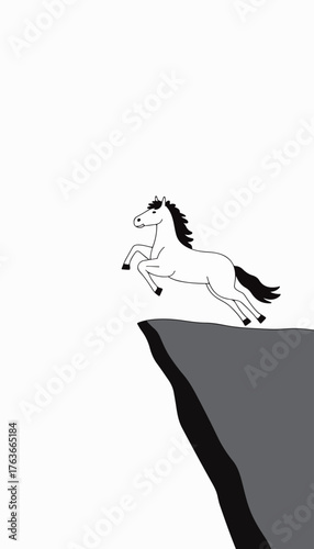 Horse Leaping Off Cliff