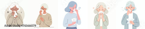 vector of half body a grandmother sneezing