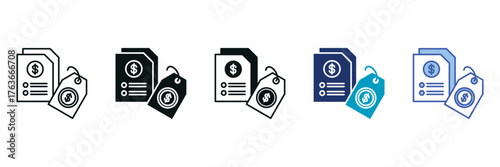 Price List Icon Set Consisting of Multiple Styles Vector Illustration
