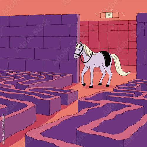 Horse Escaping a Maze