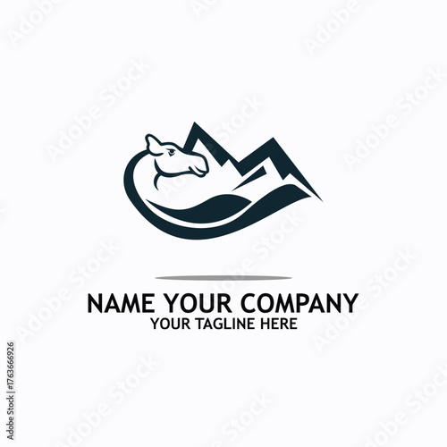 camel logo simple icon design illustration