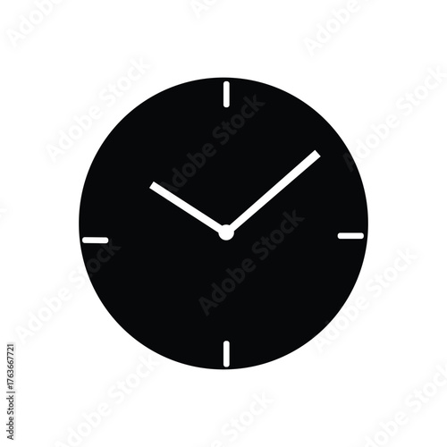 Time Icon Simple Clock Minimal Time Symbol Black and White Watch Face