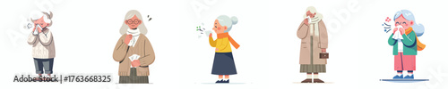 vector of a grandmother sneezing