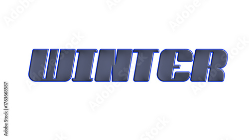 Bold 3D blue winter typography design with frosty gradient effect, modern seasonal text illustration isolated on white background,