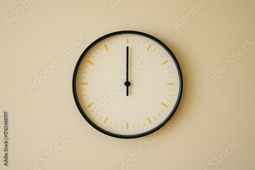 Minimalist Clock at Twelve, Midnight Time, Countdown, New Year's Eve