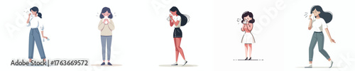vector of a woman sneezing