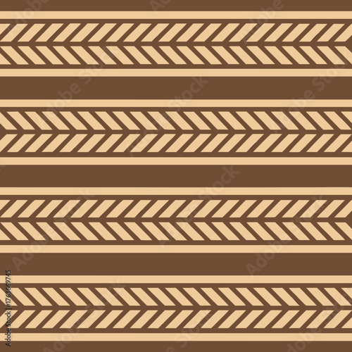 Geometric pattern with horizontal stripes in brown and beige earth tone colors
