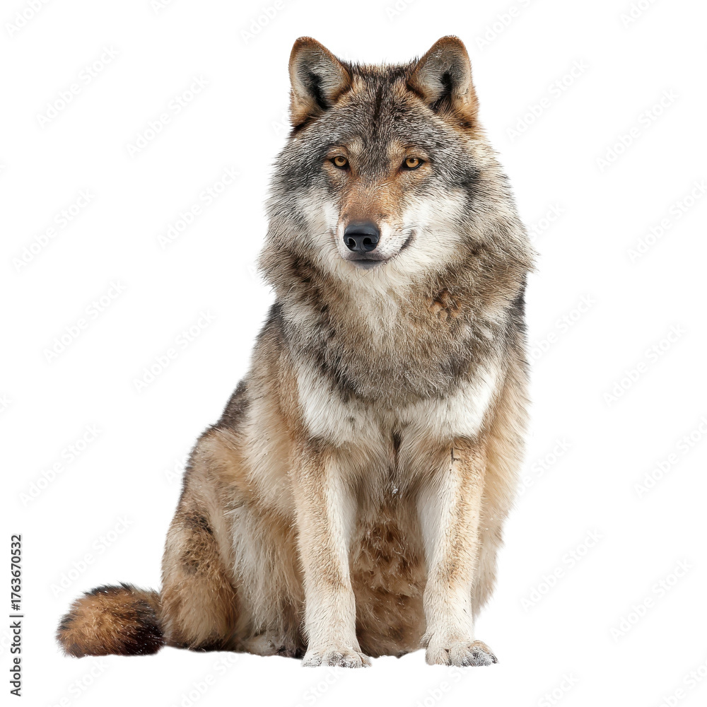 Fototapeta premium Wolf sitting on a transparent background