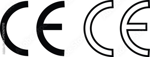 CE marking. Conformity marks the EU standards. Ce Seal icon sheet multiple style collection.  Set of black CE marking icon sign isolated on transparent background