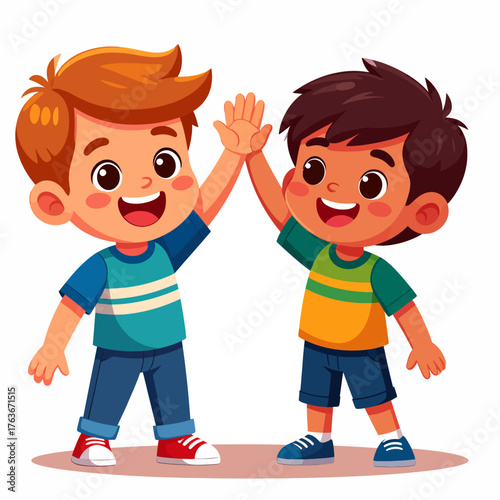 cute happy kid hand shake with friend
