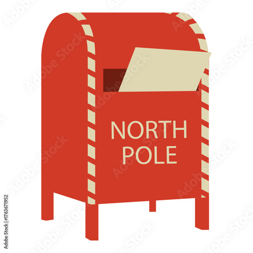 North pole Christmas mailbox illustration. Festive holiday letterbox.