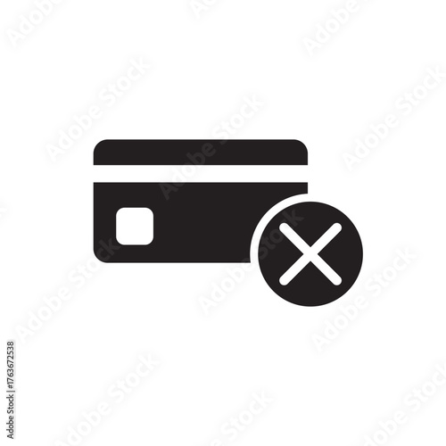 No credit card icon vector do not accepted card