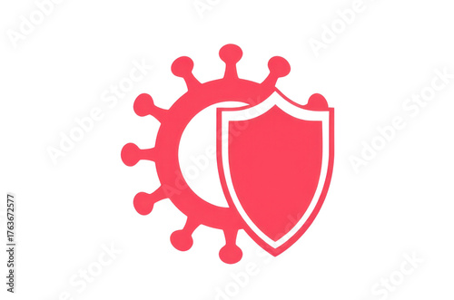 A graphic representation combining a virus symbol and a shield, illustrating the concept of protection against infectious diseases.