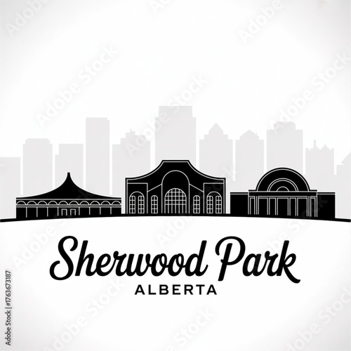 ‎Sherwood Park Alberta Skyline Silhouette — Modern Canadian Community in the Prairies Vector Illustration