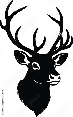 Vector deer head antlers majestic silhouette illustration