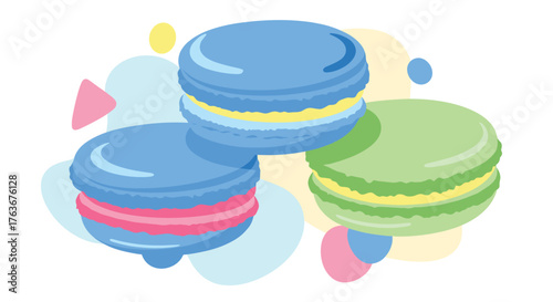 Colorful Macarons: A Delightful Trio of Sweet Treats.