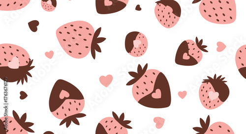 Chocolate Covered Strawberries Pattern Design for Background.